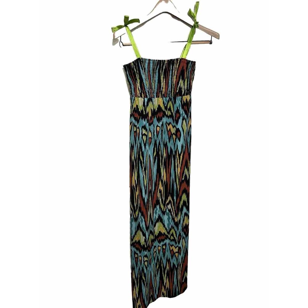 Nicole Miller Maxi Sundress Vibrant Colors Beach Size Medium Vacation